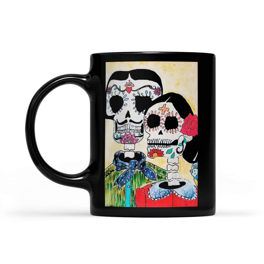 Amor Sugar Skull Couple Dia De Los Muertos Day Of The Dead – Black Mug