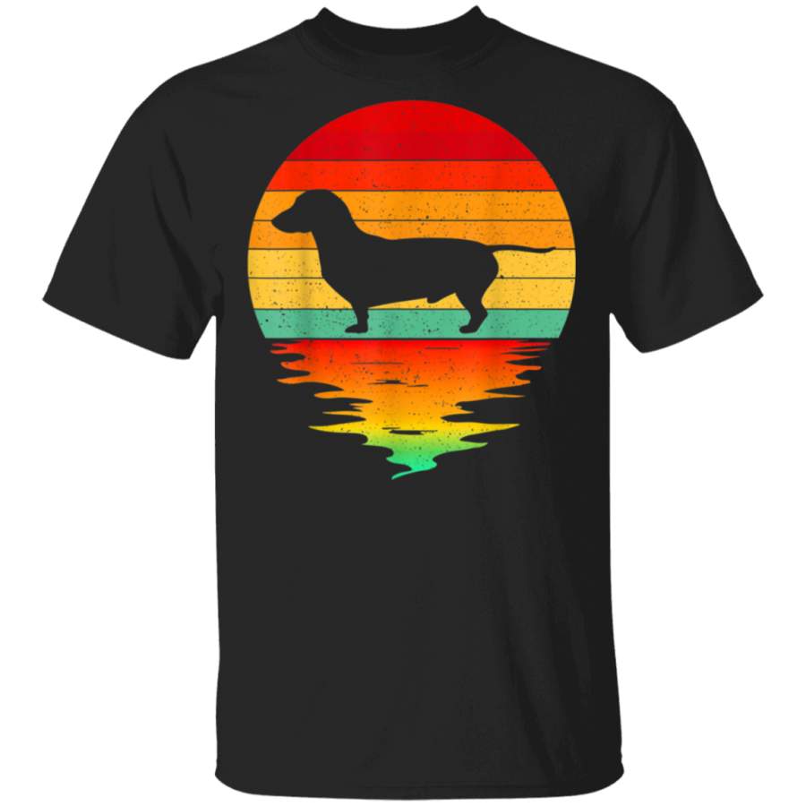 Vintage Retro Sunset Dachshund Dog Lover Silhouette Gifts TShirt