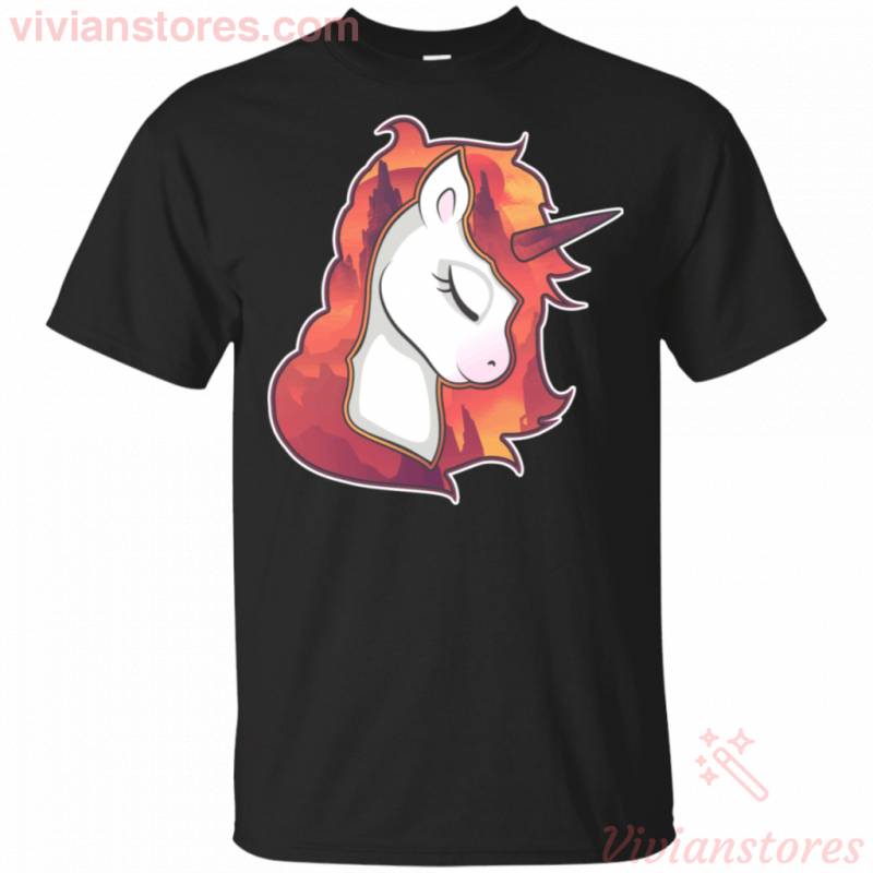 Unicorn Spirit Animal Sunrise Over The Trees Art Shirt For Unicorn Lover MN03