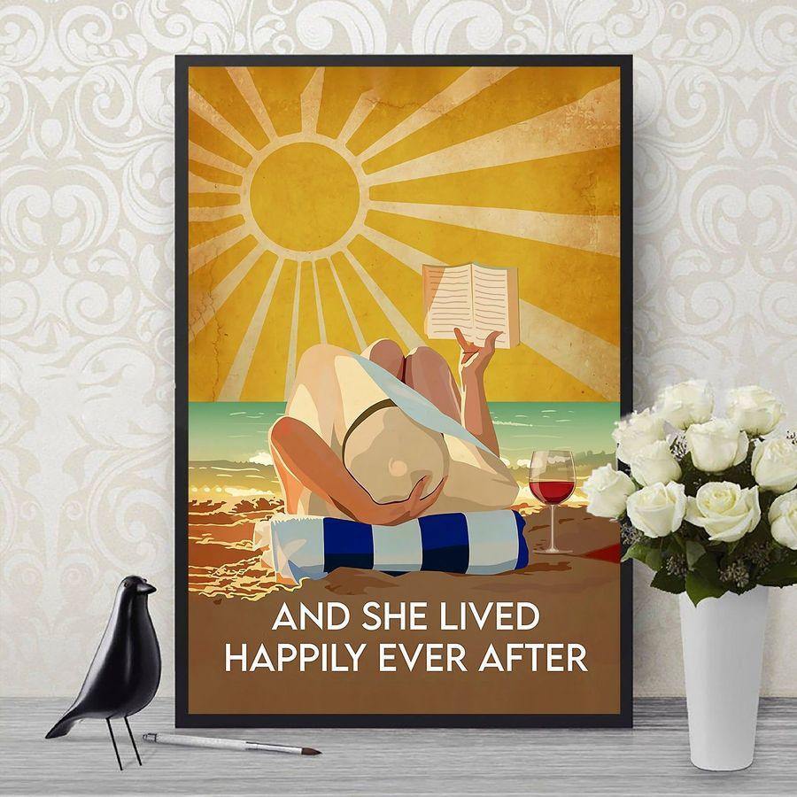 And She Lived Happily Ever After – Best Idea Gift , Gift For Home Decor, Gift For Family – Horizontal Canvas Matte Canvas Wall Art