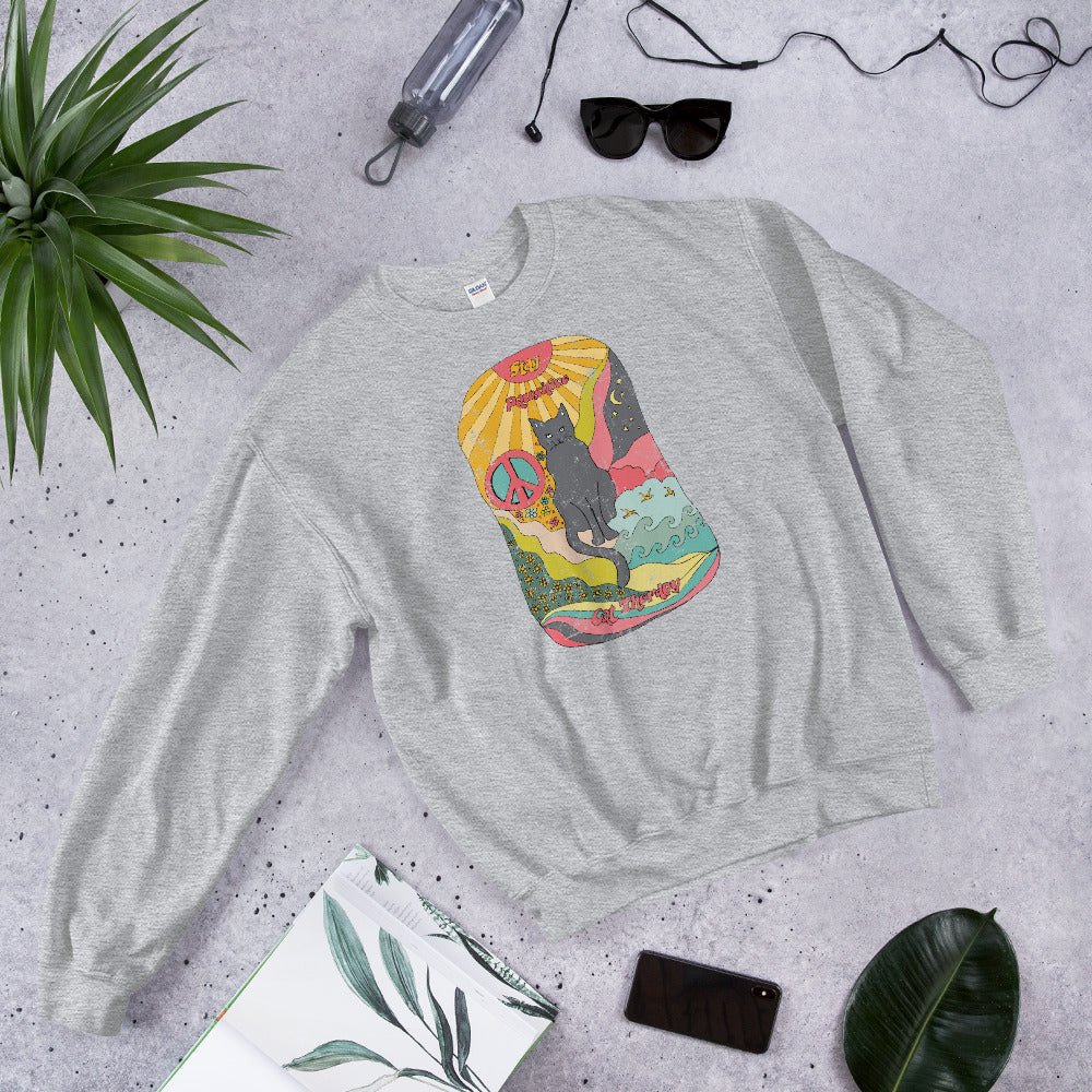 Stay Pawsitive Psychedelic Hand Drawing Unisex Sweatshirt