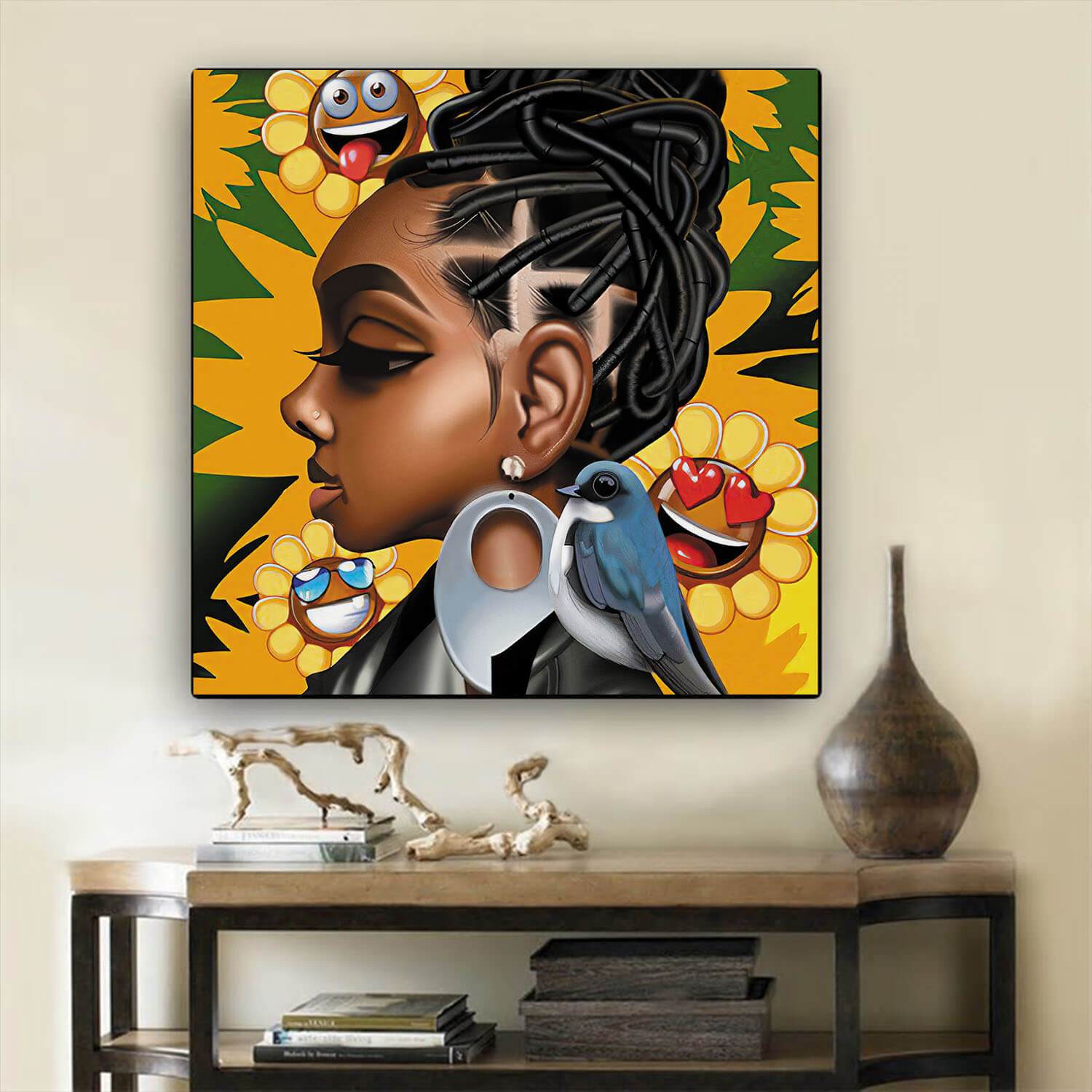 African American Wall Art Pretty Melanin Poppin Girl African Canvas Wall Art Afrocentric Home Decor BPS88999