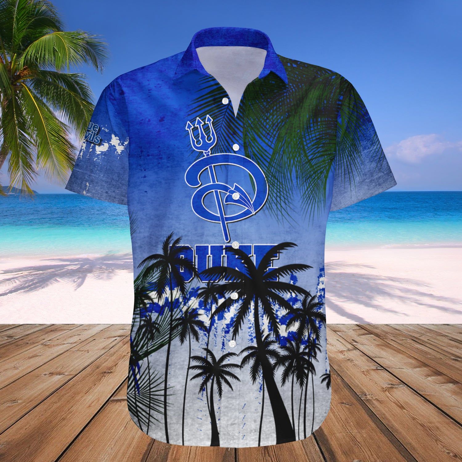 Duke Blue Devils Hawaii Shirt Coconut Tree Tropical Grunge – NCCA