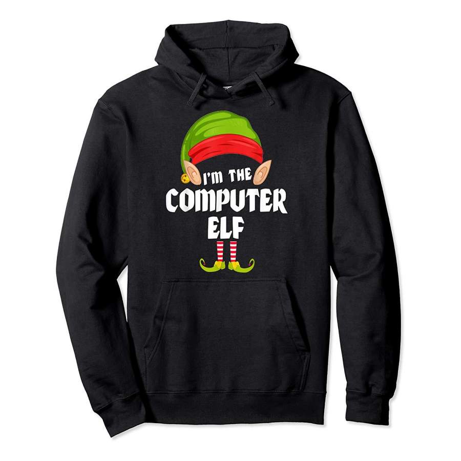 Funny Computer Elf Matching Family Group PJ Christmas Hoodie