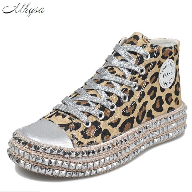 Sexy Leopard Print fashion  Canvas Low High Top  Sneakers