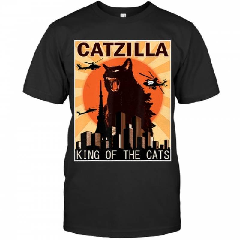 Vintage Catzilla Japanese Sunset Anime Cat Kitten Lover Shirt