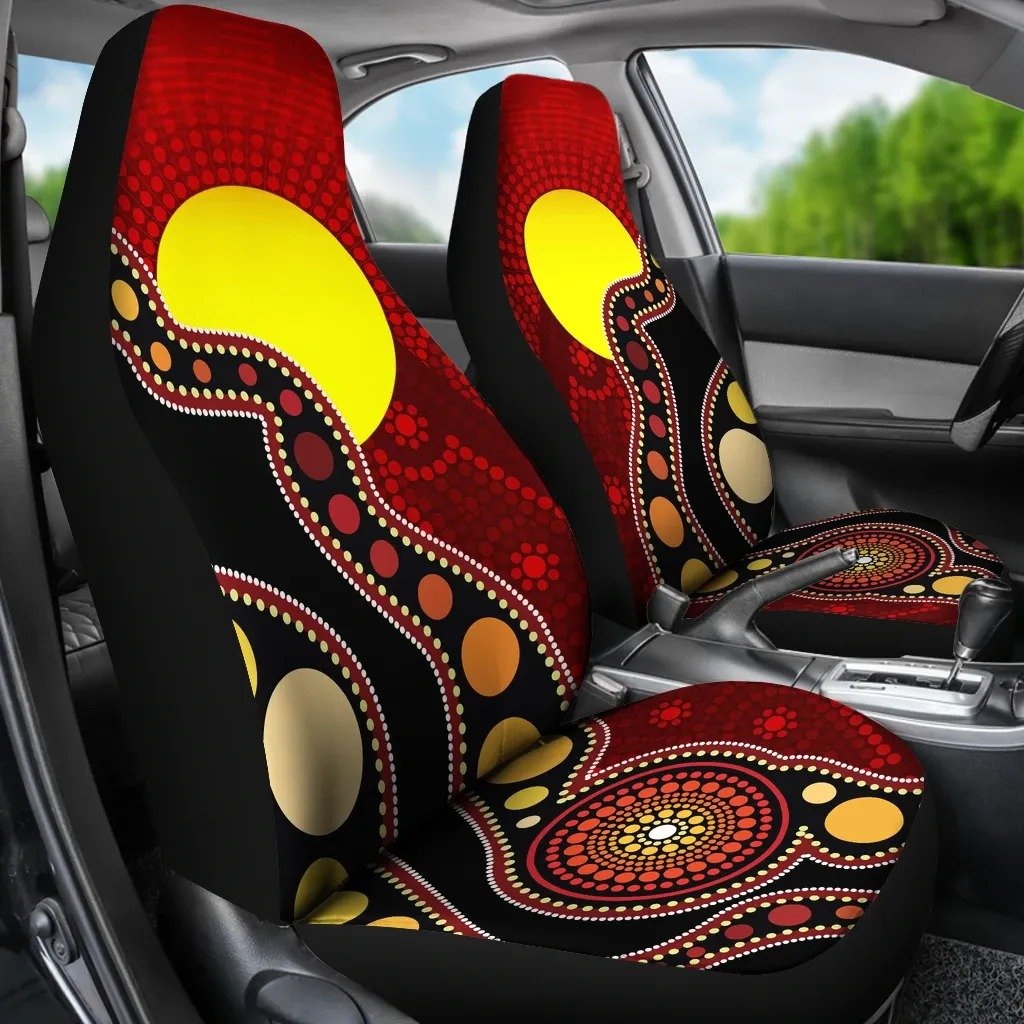 Aboriginal Art Flag Circle Dot 3D Design Print Car Seat Covers