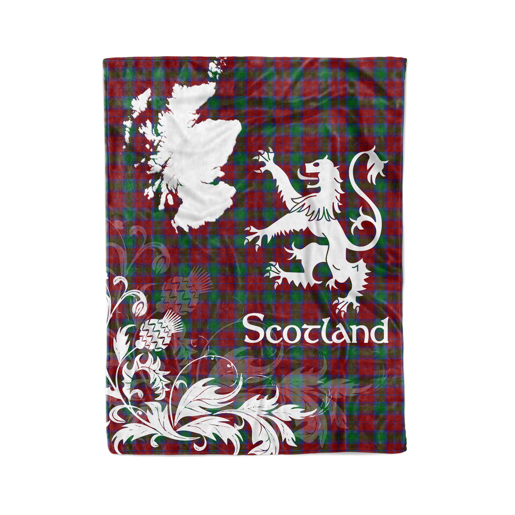 Tartan Plaid Fleece Blanket Tartan Blanket Thistle And Lion Scottish Clan Fotheringham Plaid Blanket