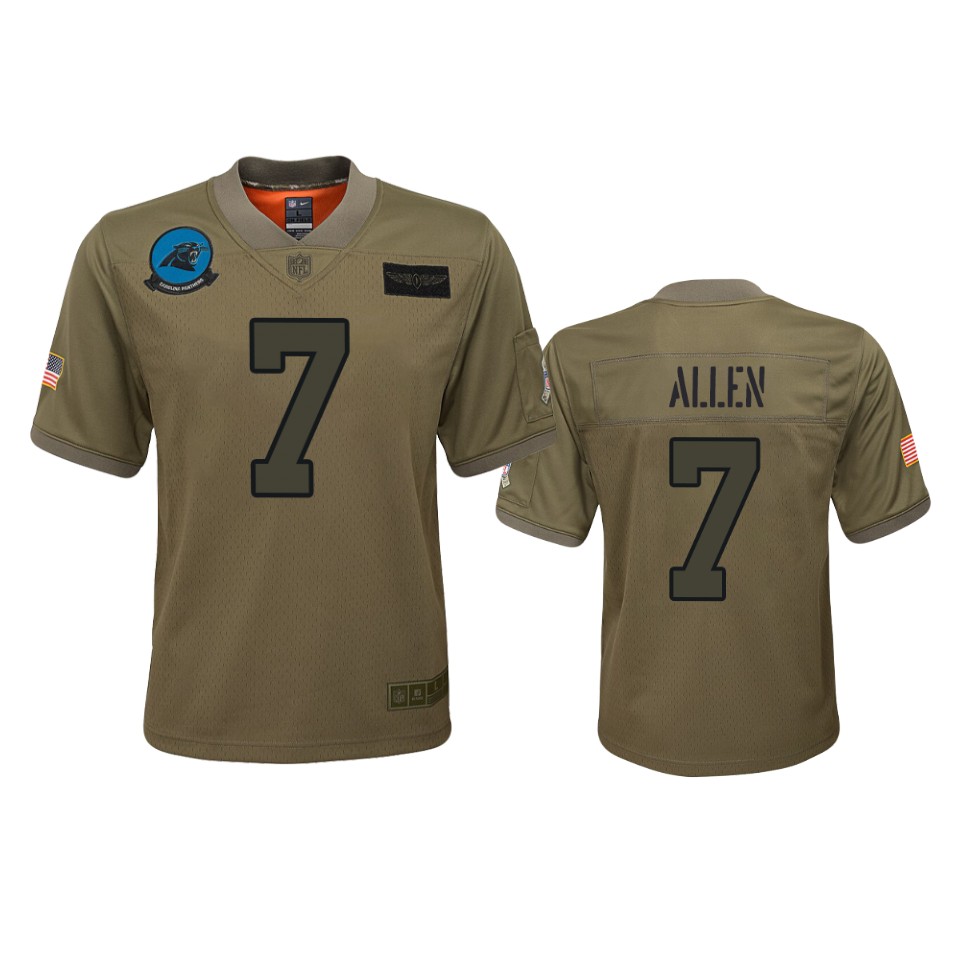 Youth Carolina Panthers Kyle Allen Camo 2019 Salute To Service Game Jersey