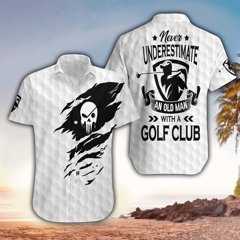 Never Underestimate An Old Man Golf Hawaii Shirt Aloha Ha48176