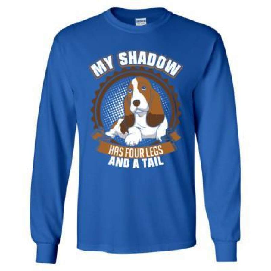 AGR My Shadow Has Four Legs And A Tail Basset Hound – Long Sleeve T-Shirt