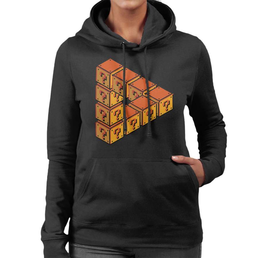 Forever Flatforming Mario Question Blocks Women’s Hooded Sweatshirt