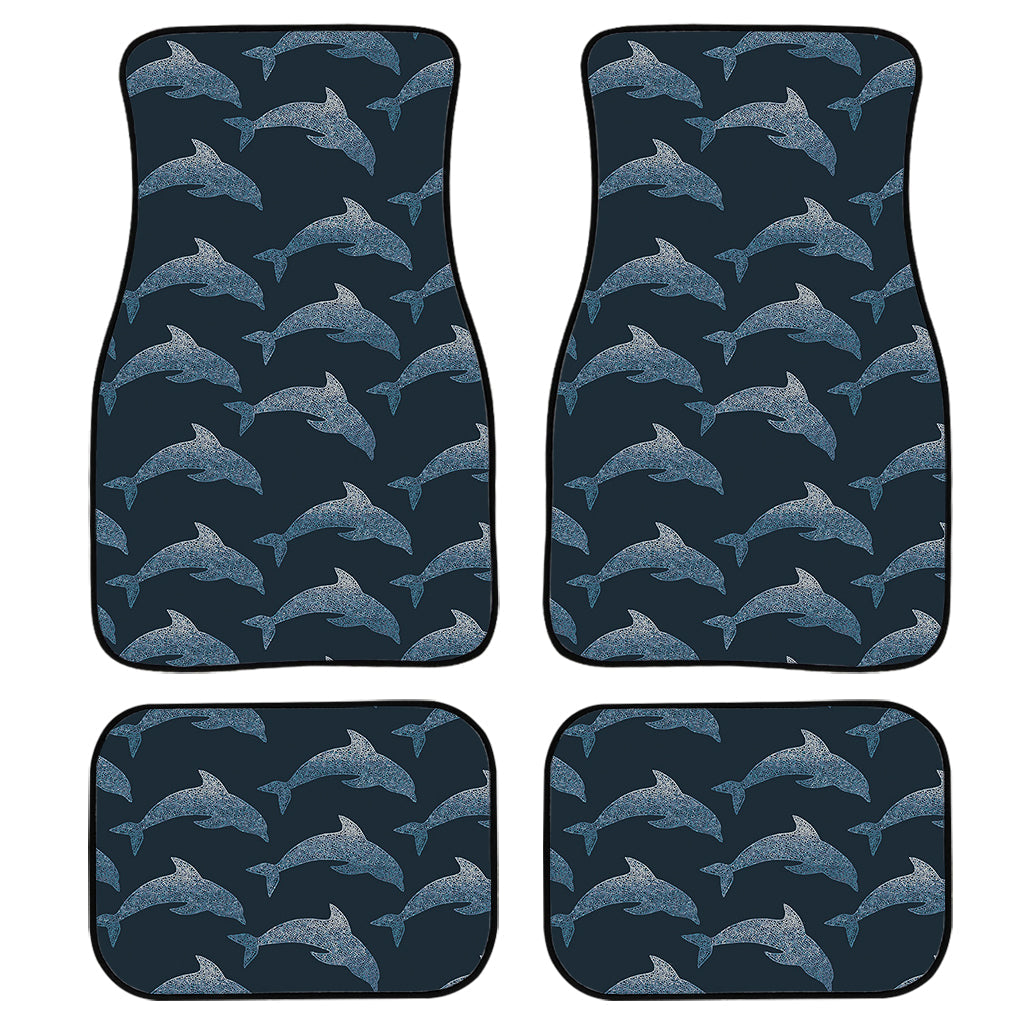 Dolphin Dot Pattern Print Front And Back Car Floor Mats, Front Car Mat