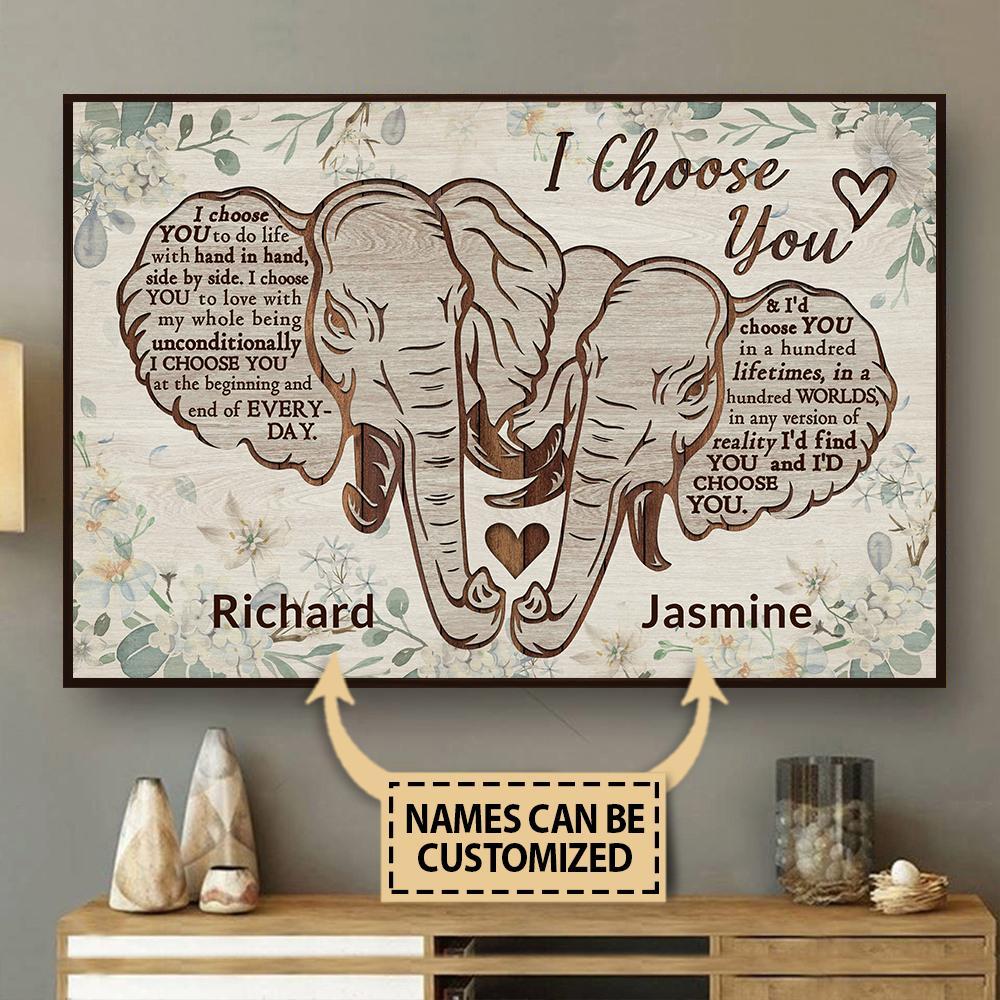 Personalized Elephant I Choose You Custom Name Matte Canvas