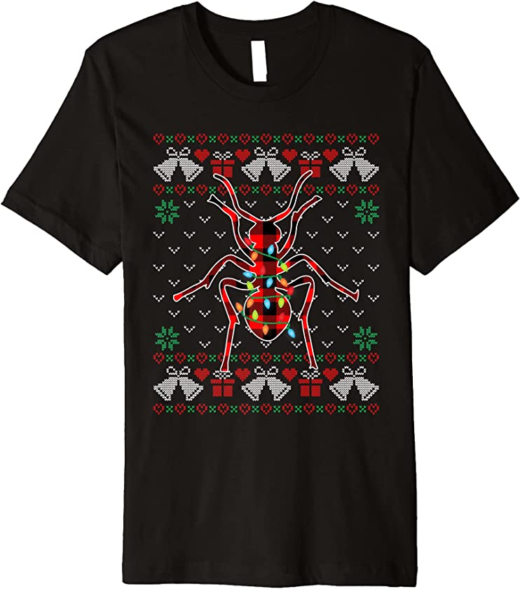 Ant Lover Funny Xmas Lights Ugly Christmas Sweater Premium T-Shirt