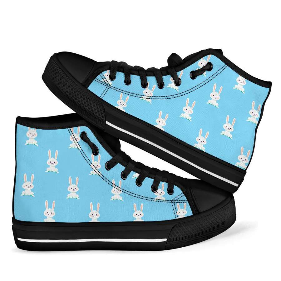 Rabbit Bunny Print Pattern Men Women’s High Top Shoes