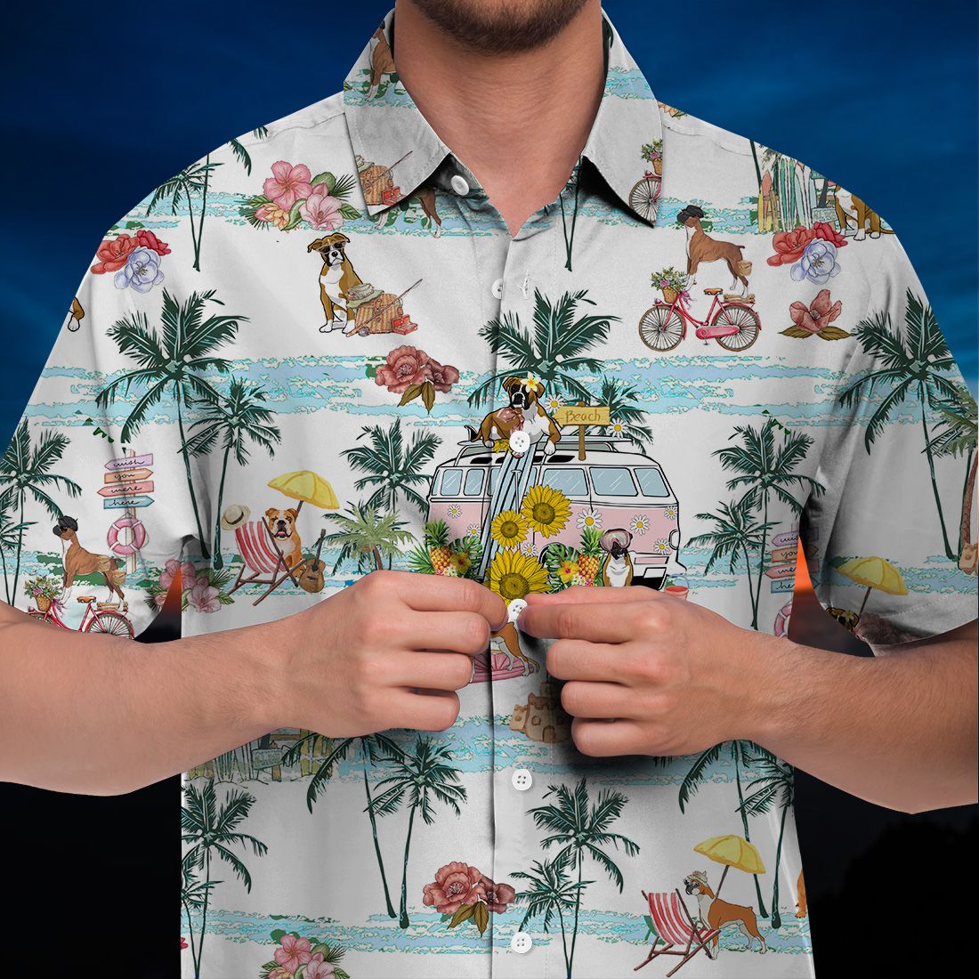 Boxer Hawaii Shirt Beach Floral Retro Ha3633