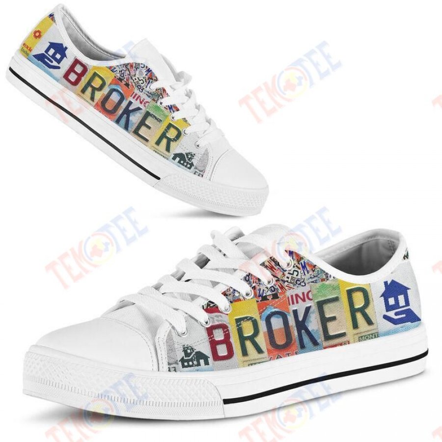 Mens Womens Broker License Plates Low Top Shoes Custom Print Footwear Converse Sneakers TMT683