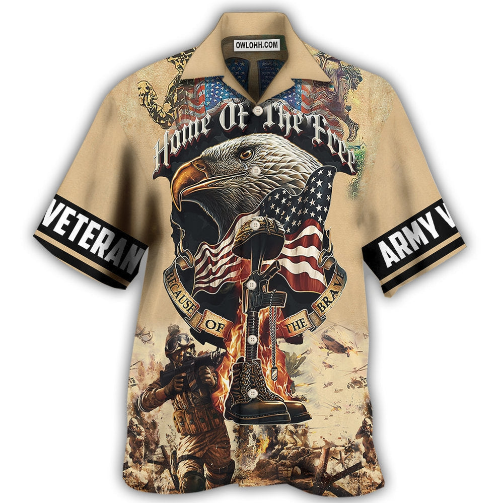 Veteran Army America Home Of The Free Because Of The Brave – Hawaiian Shirt – Owl Ohh