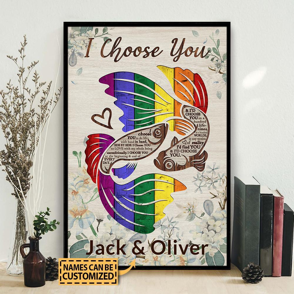 Aeticon Gifts Personalized Pride Fish Floral I Choose You Canvas Mom Dad Gift Home Decor