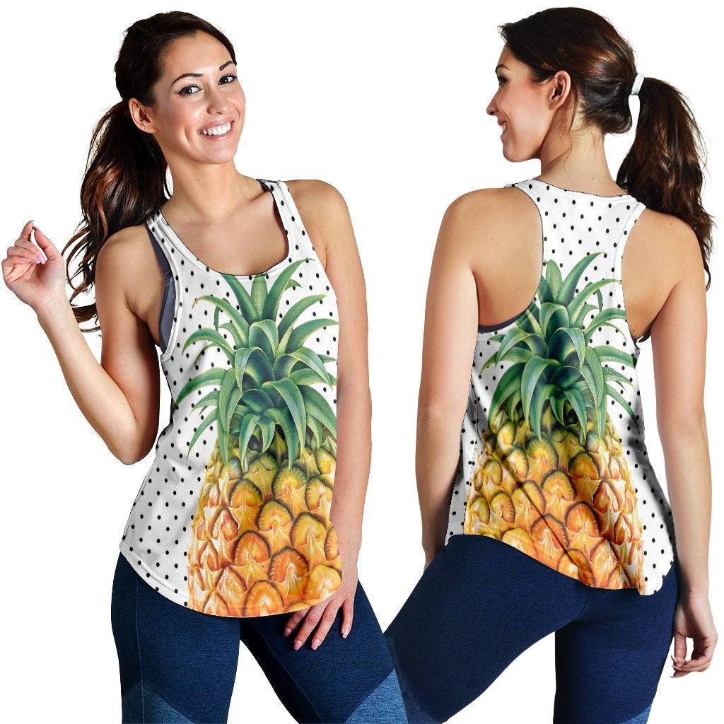 Hawaii Pineapple Polka Dots Background Polynesian Racerback Tank Ha43189