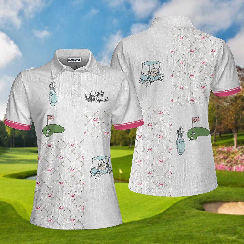 Ready For A Golf Day Golf Short Sleeve Women Polo Shirt, White And Pink Golf Shirt For Ladies Coolspod