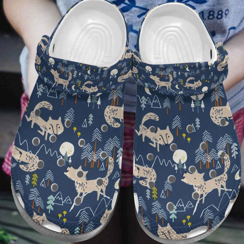 Funny Wolf In The Forest Shoes Clogs Gifts