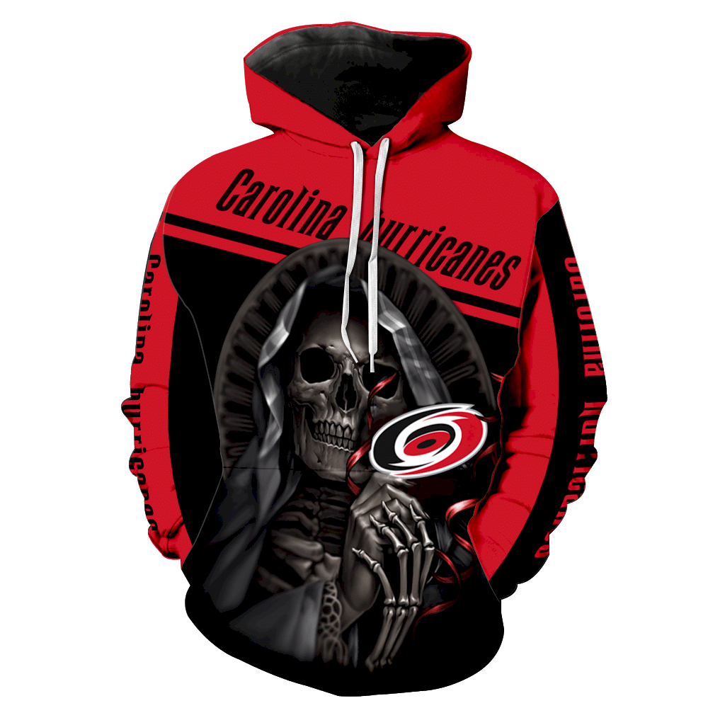 Carolina Hurricanes Skull Full Over Print V1205 Hoodie Zipper