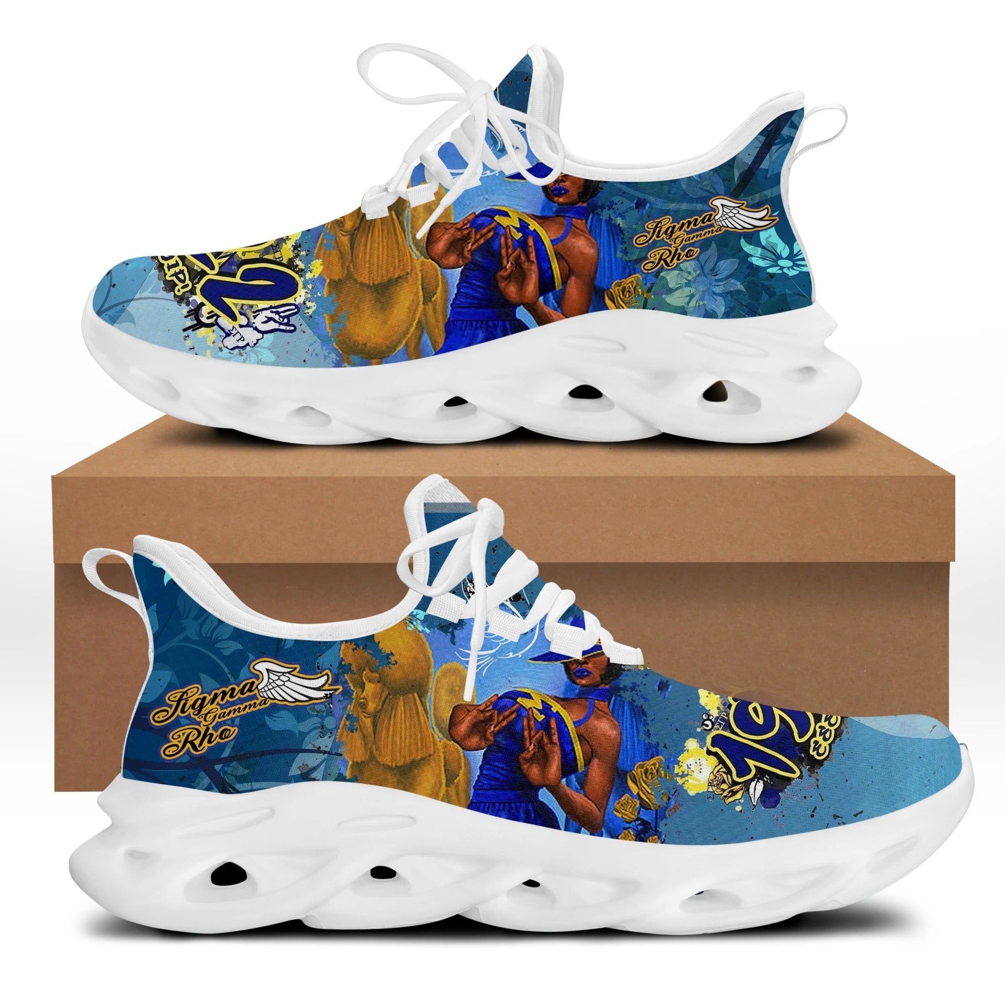 Wonder Print Footwear – Sigma Gamma Rho Woman Makes Hand Sign Clunky Sneakers Lt10