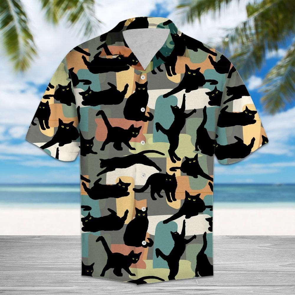 Amazing Black Cat Aloha Hawaiian Shirt Colorful Short Sleeve Summer Beach Casual Shirt For Men And Women