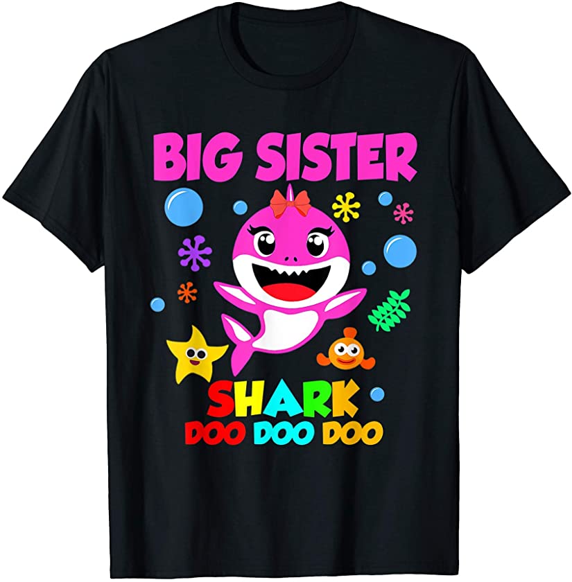 Big Sister Of The Baby Shark Birthday Big Sister Shark T-Shirt