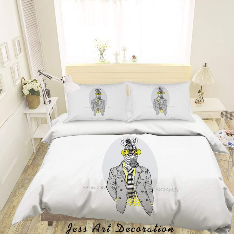 3D Mr. Zebra Cartoon Animal Quilt Cover Set Bedding Set Duvet Cover Pillowcases A028 LQH