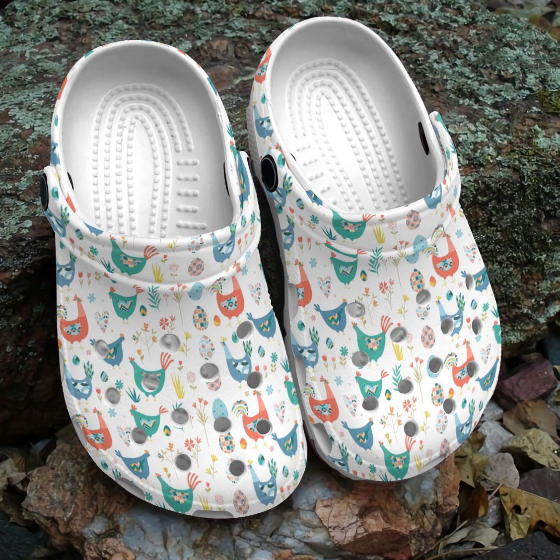 Chicken Personalize Clog, Custom Name, Text, Fashion Style For Women, Men, Kid, Print 3D Whitesole Chicken Lovers