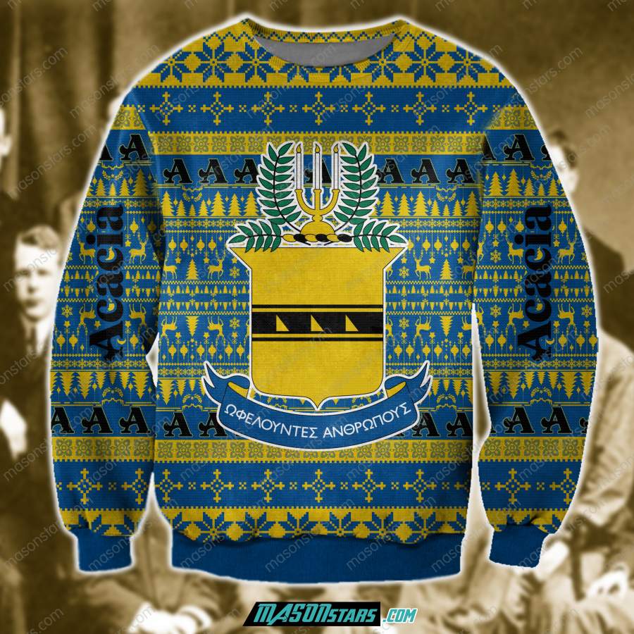 3D ALL OVER PRINT KNITTING PATTERN ACACIA FRATERNITY UGLY CHRISTMAS SWEATER