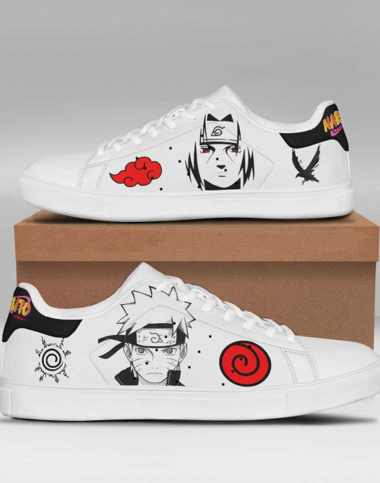 Itachi Akatsuki Naruto Anime Clown Christmas Gift For Fan Low Top Leather Skate Shoes Sneakers For Man And Women