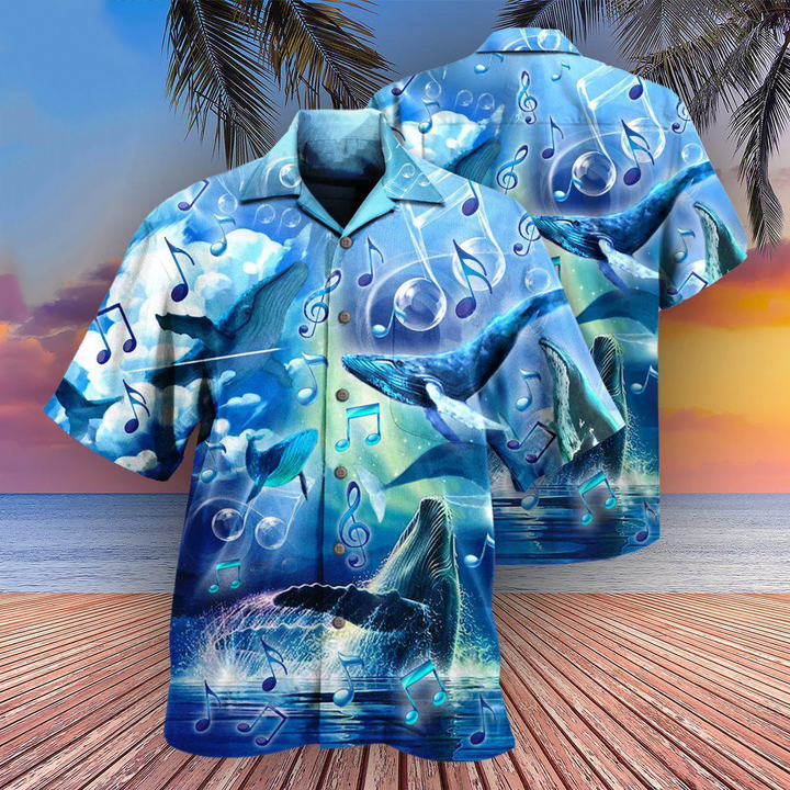 Whales Dancing In The Melody Of The Blue Sea Edition Hawaiian Shirt 3D Summer Gifts