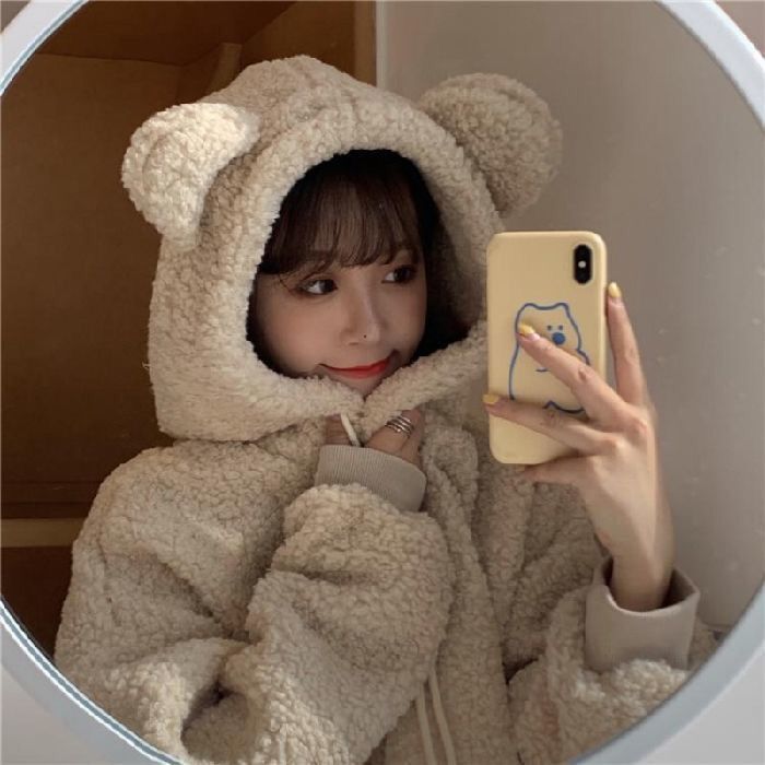 Women Hoodies Sweatshirts Autumn and Winter Large Size Bear Coat Sweatshirt Women’s Loose Top Wear Women’s Clothing Ropa Mujer alx