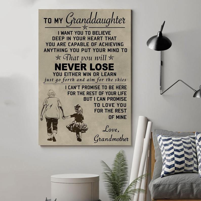 Family Poster – Grandmother To Granddaughter – Never Lose – Family Canvas