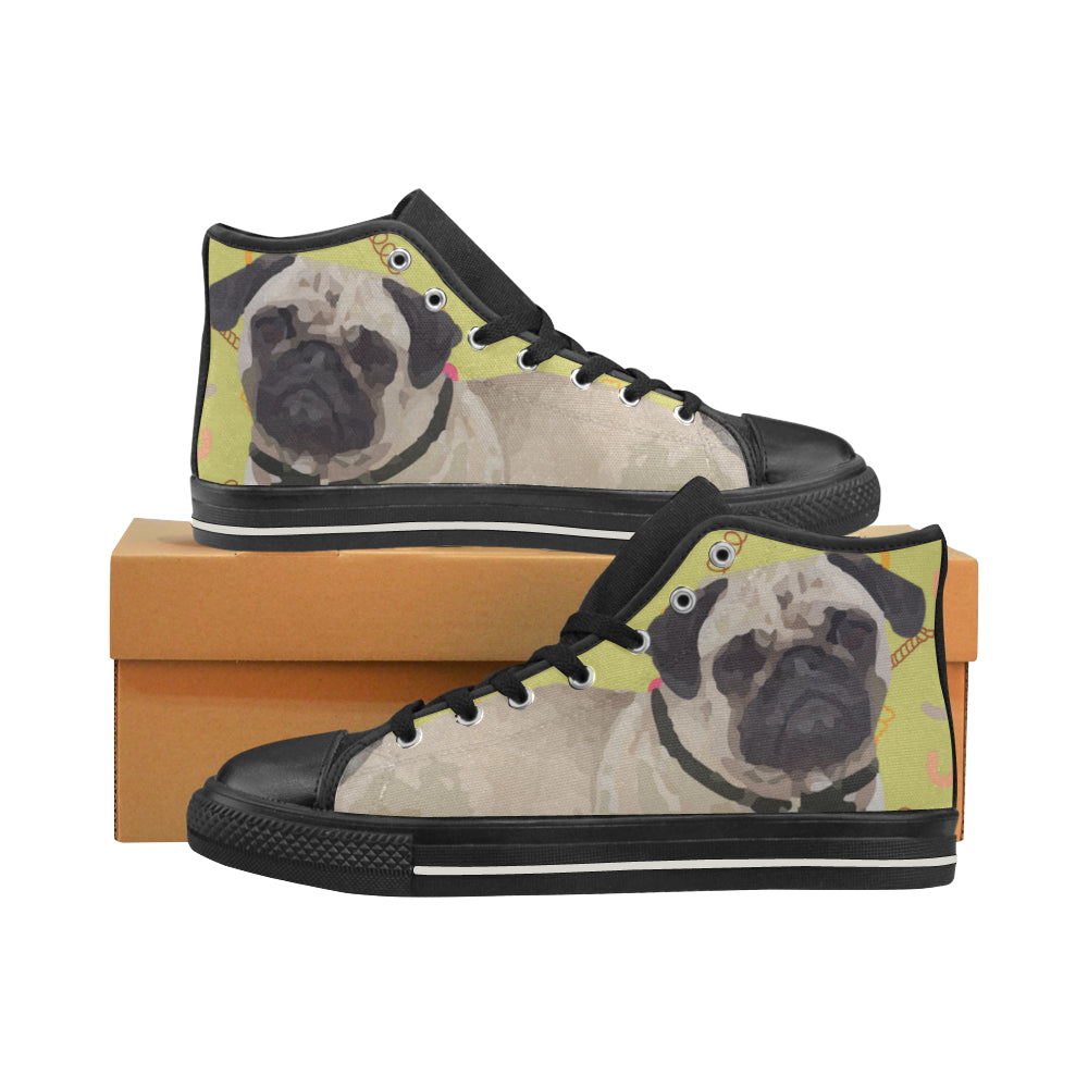 Pug Black High Top Canvas Women’s Shoes/Large Size