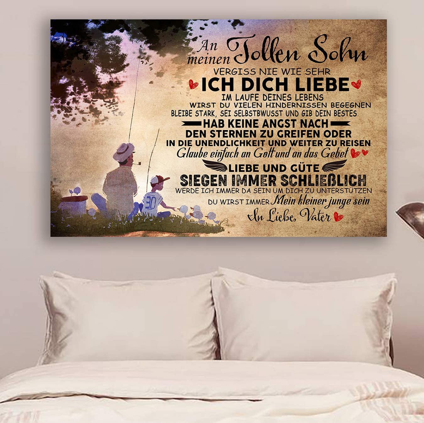 Poster for Room Aesthetic -Command Strips Wall Decor – Hn130 Family Poster – Dad to Son – Always Remember How Much I Love You – German