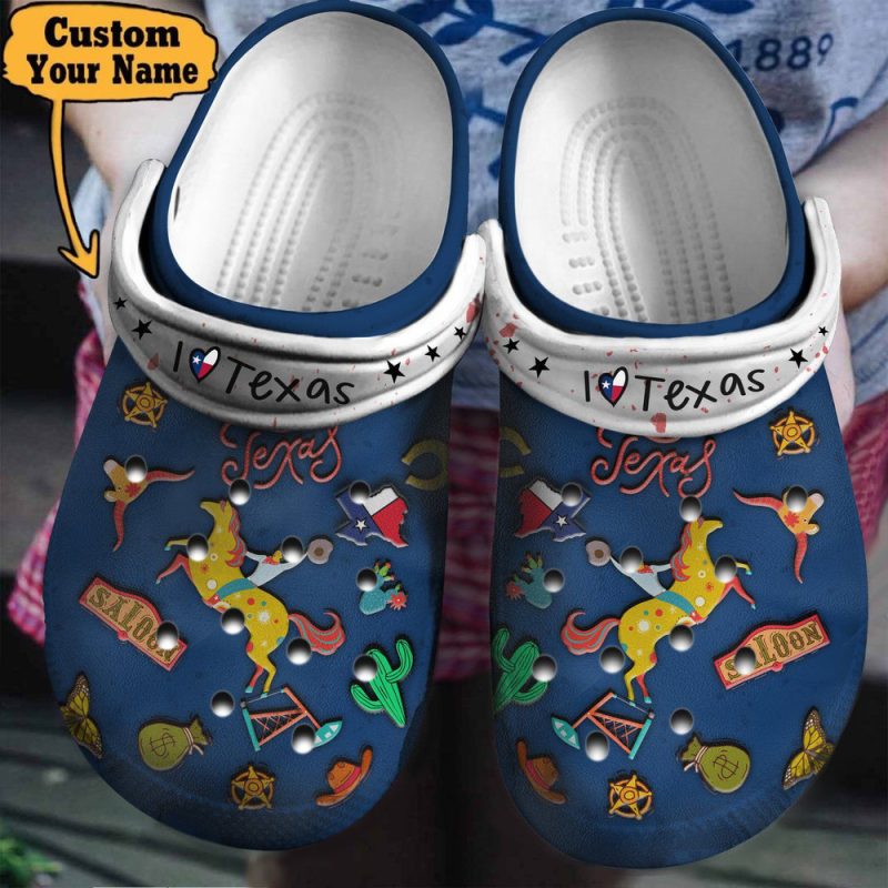 Colorful – I Love Texas Clogs Shoes For Men And Women