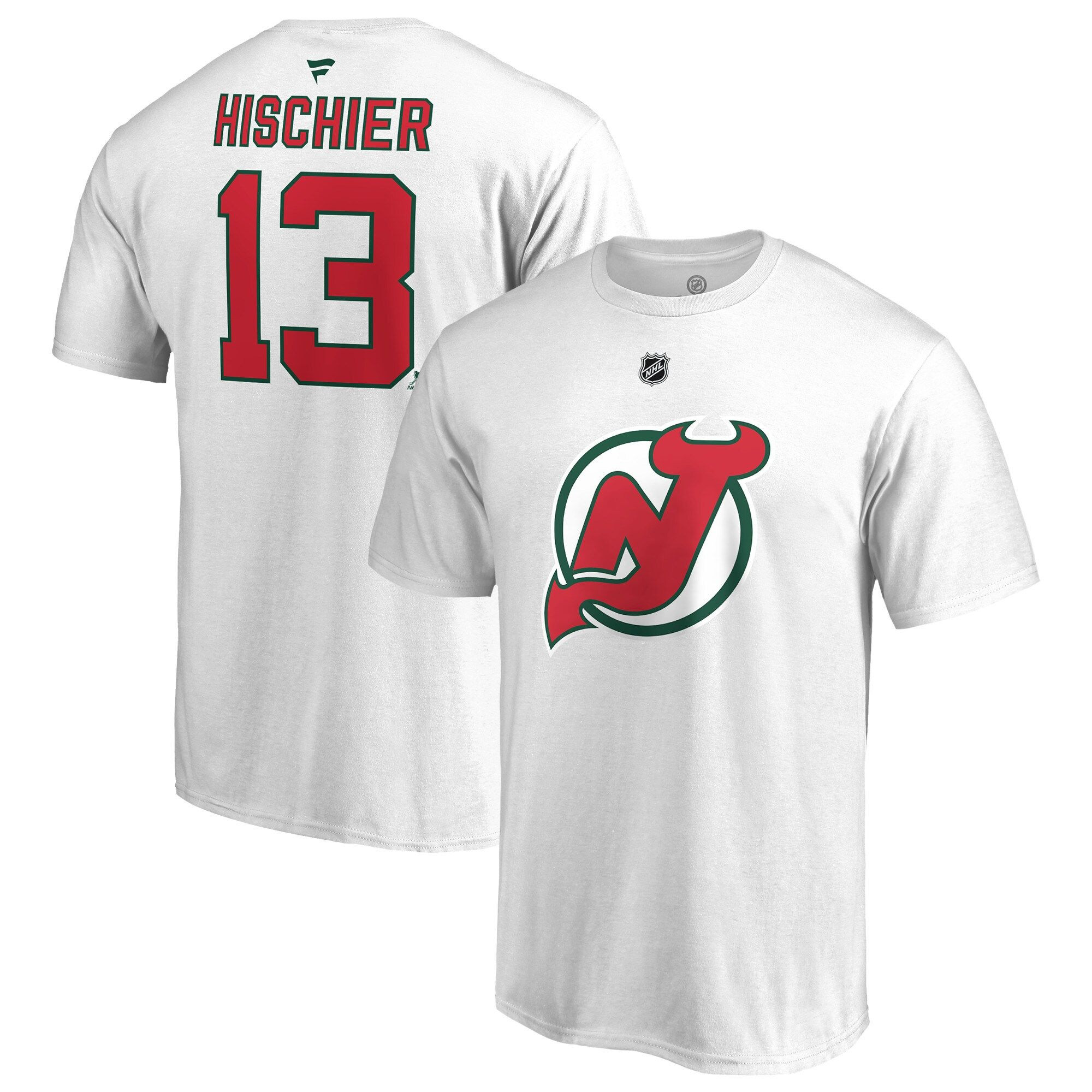 Men’S Fanatics Branded Nico Hischier White New Jersey Devils Authentic Stack Alternate T-Shirt