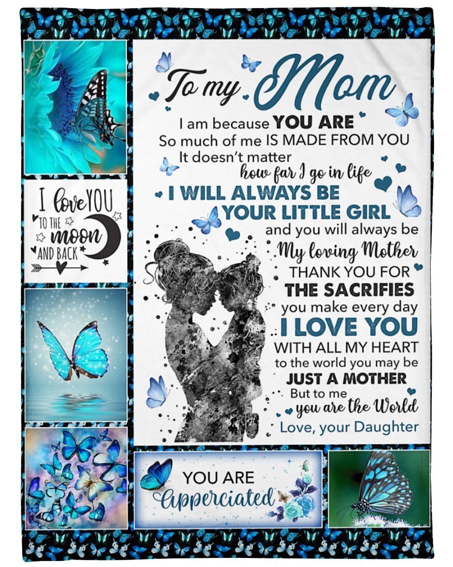 You’Ll Always Be My Loving Mother Butterfly Fleece Blanket , MotherâS Day Gift From Daughter To Mom, Thank You Gifts For MotherâS Day, Home Decor Bedding Couch Sofa Soft And Comfy Cozy, Sherpa Blanket