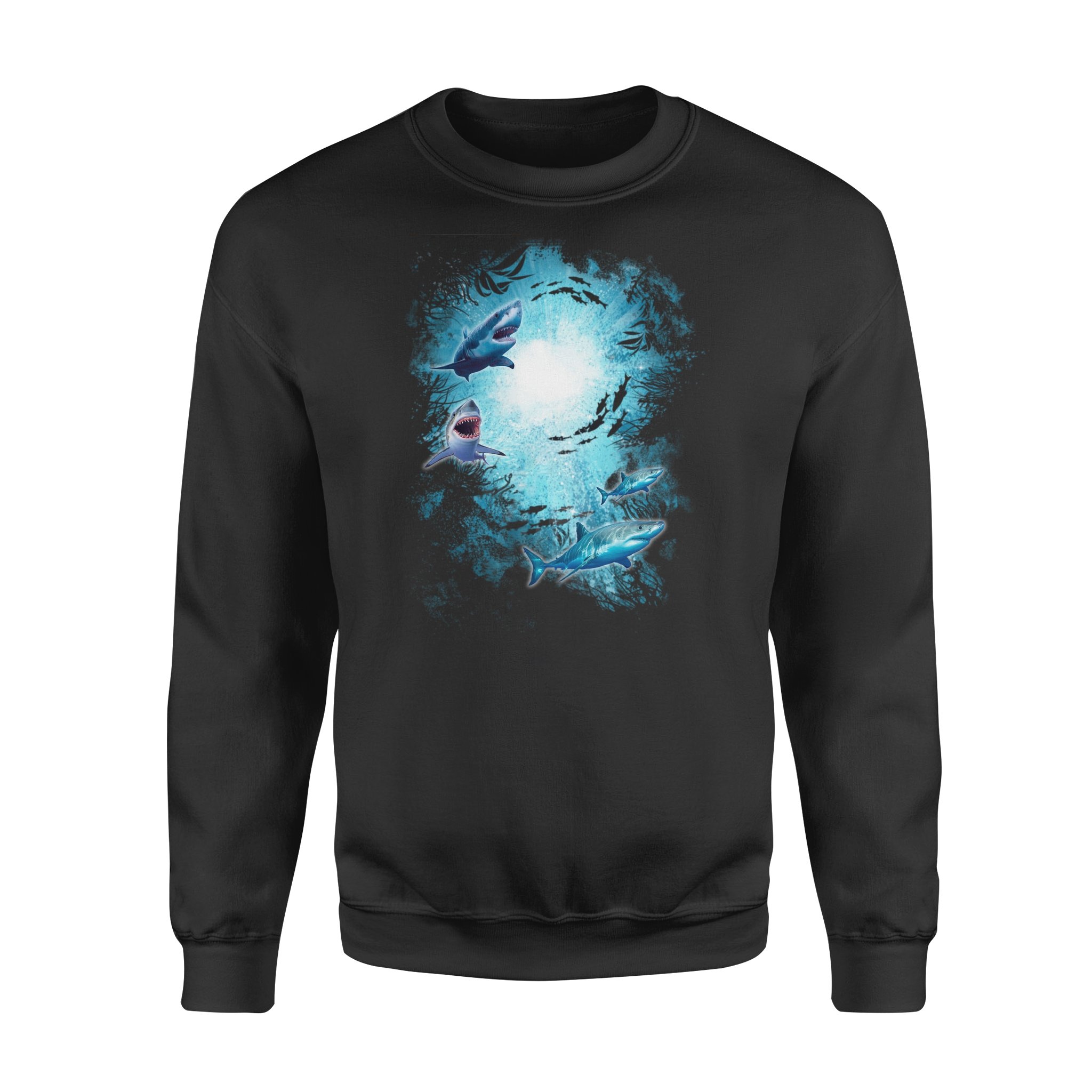 shark in the deep ocean standard crew neck sweatshirt 247