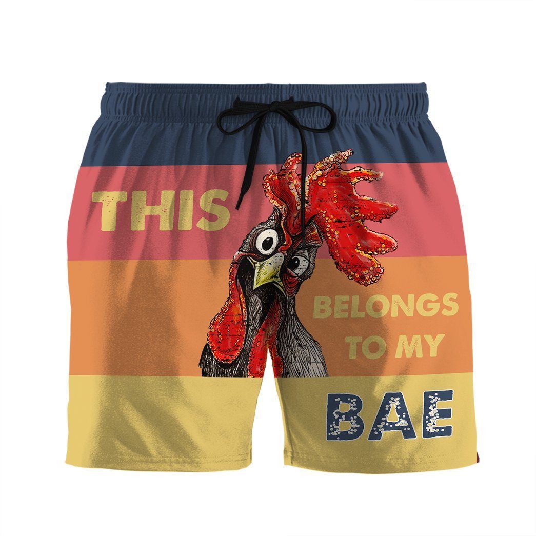 Mysticlife 3D Couple Matching Belongs To My Babe Custom Beach Shorts Swim Trunk