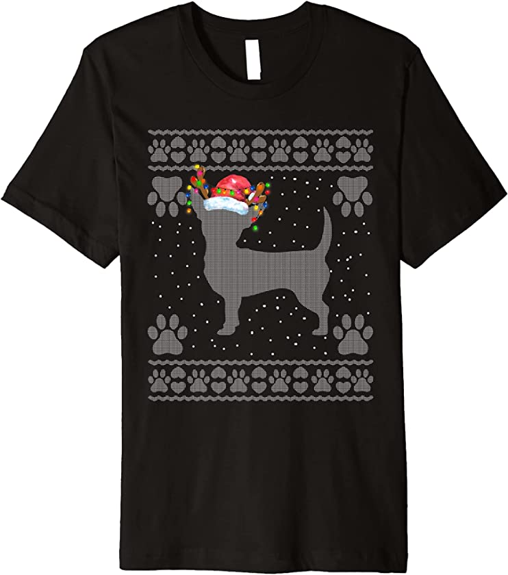 Ugly Christmas Sweater Santa Chihuahua Family Holiday Party Premium T-Shirt