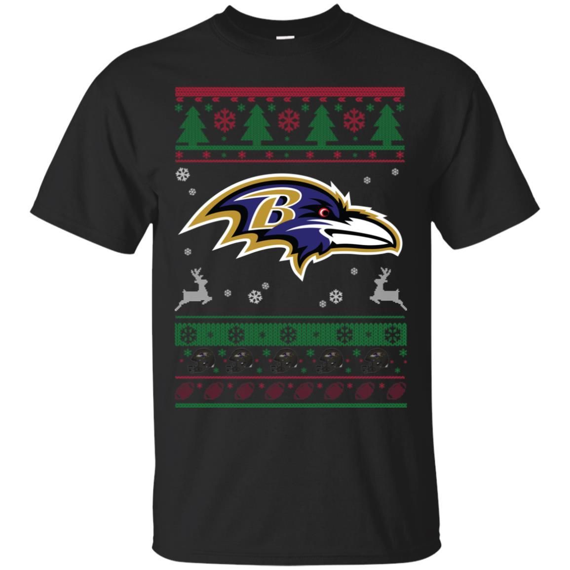 Baltimore Ravens Logo Football Teams Ugly Christmas Sweater Men T-Shirt