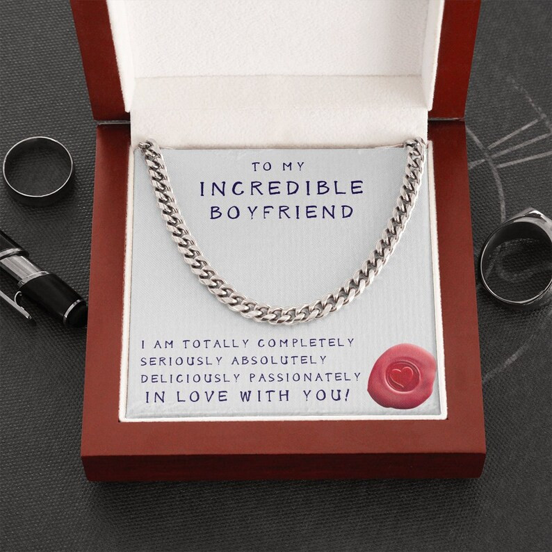 Valentines Day Gifts For Him, Cuban Necklace For Boyfriend, Completely In Love With You