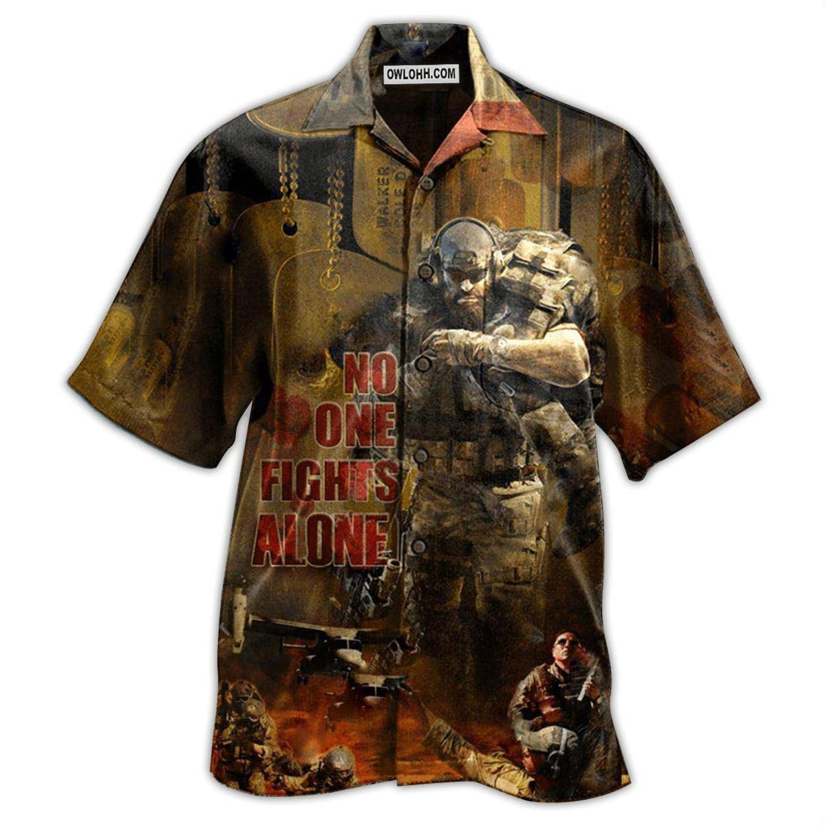 Veteran No One Fights Alone Classic Style – Hawaiian Shirt  – Owl Ohh