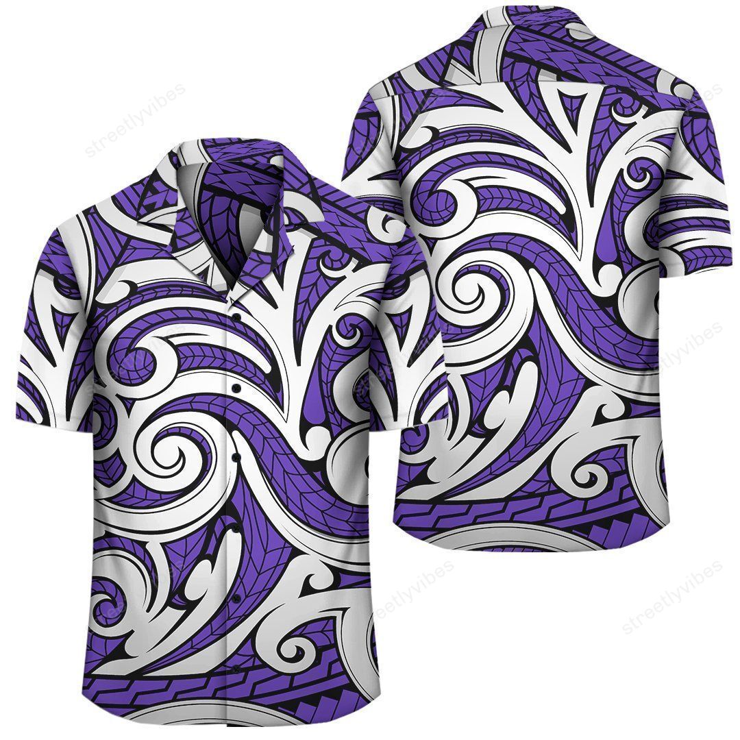 Polynesian Maori Ethnic Ornament Violet Hawaiian Shirt Ha55660